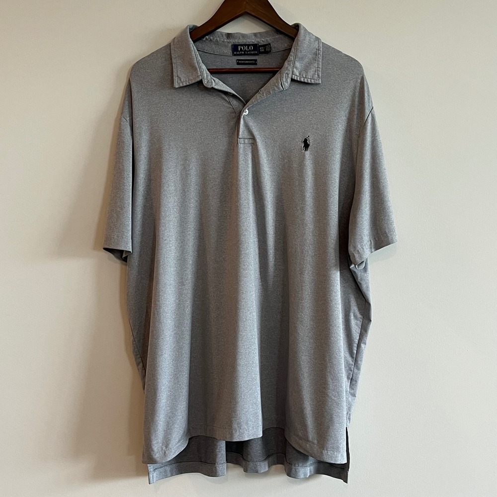 Polo Ralph Lauren Performance Mens XXL Gray Short Sleeve Stretch Polo Shirt